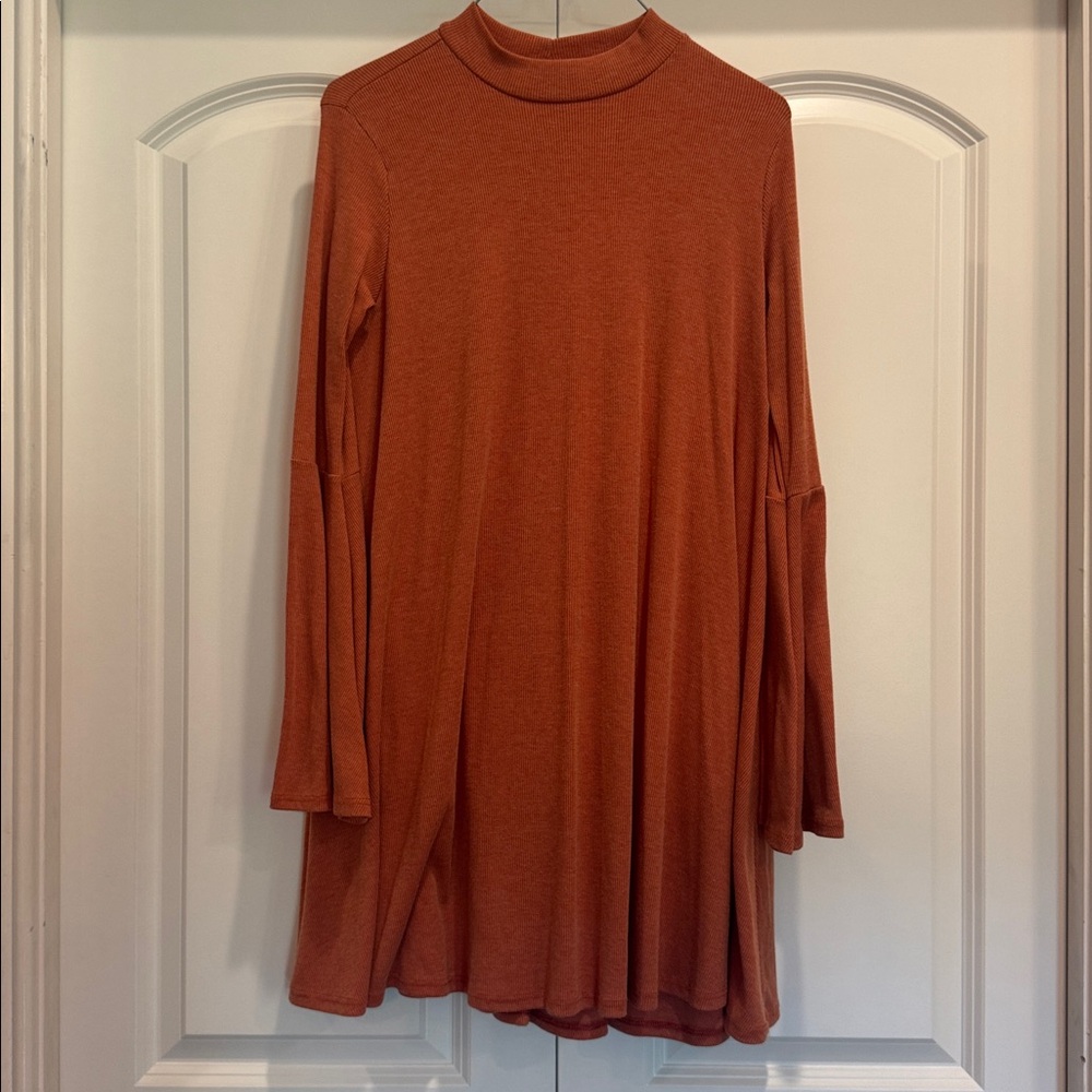 PPLA Verona knit trapeze style dress pumpkin Size Small bell sleeves